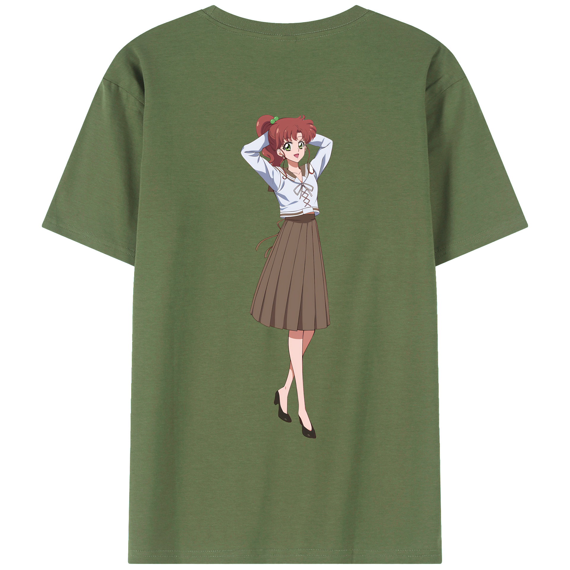 （画像用） 美少女戦士セーラームーン 木野 まこと きの まこと Sailor Moon Kino Makoto （セーラージュピター；Sailor Jupiter） 綿100％ メンズ半袖Tシャツ（バックプリント） 通気性